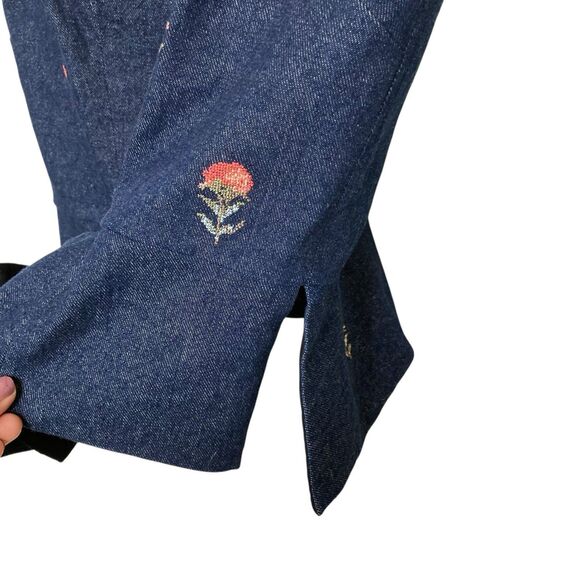 Moonray Floral Embroidered Denim Vest Womens Size Medium Blue NEW - Picture 5 of 13